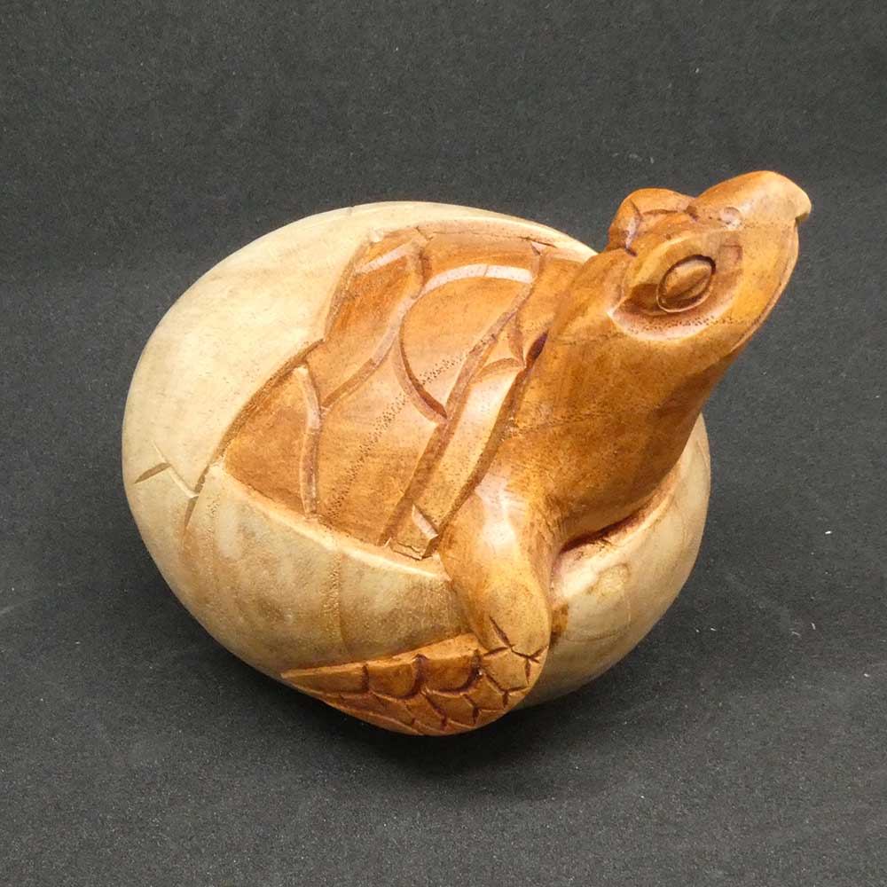 Carved turtle in an egg