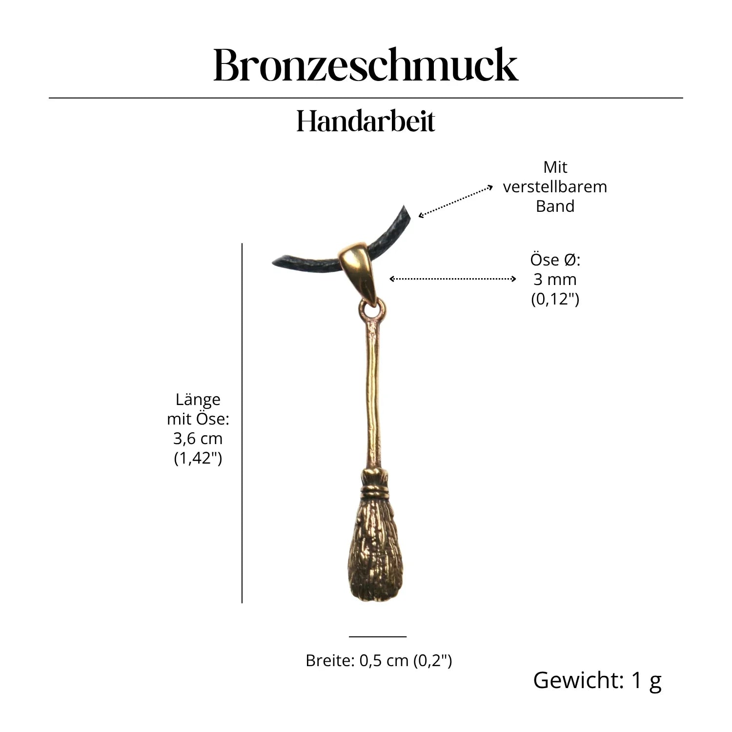 Hexenbesen Bronze Anhänger Schmuck Kettenanhänger