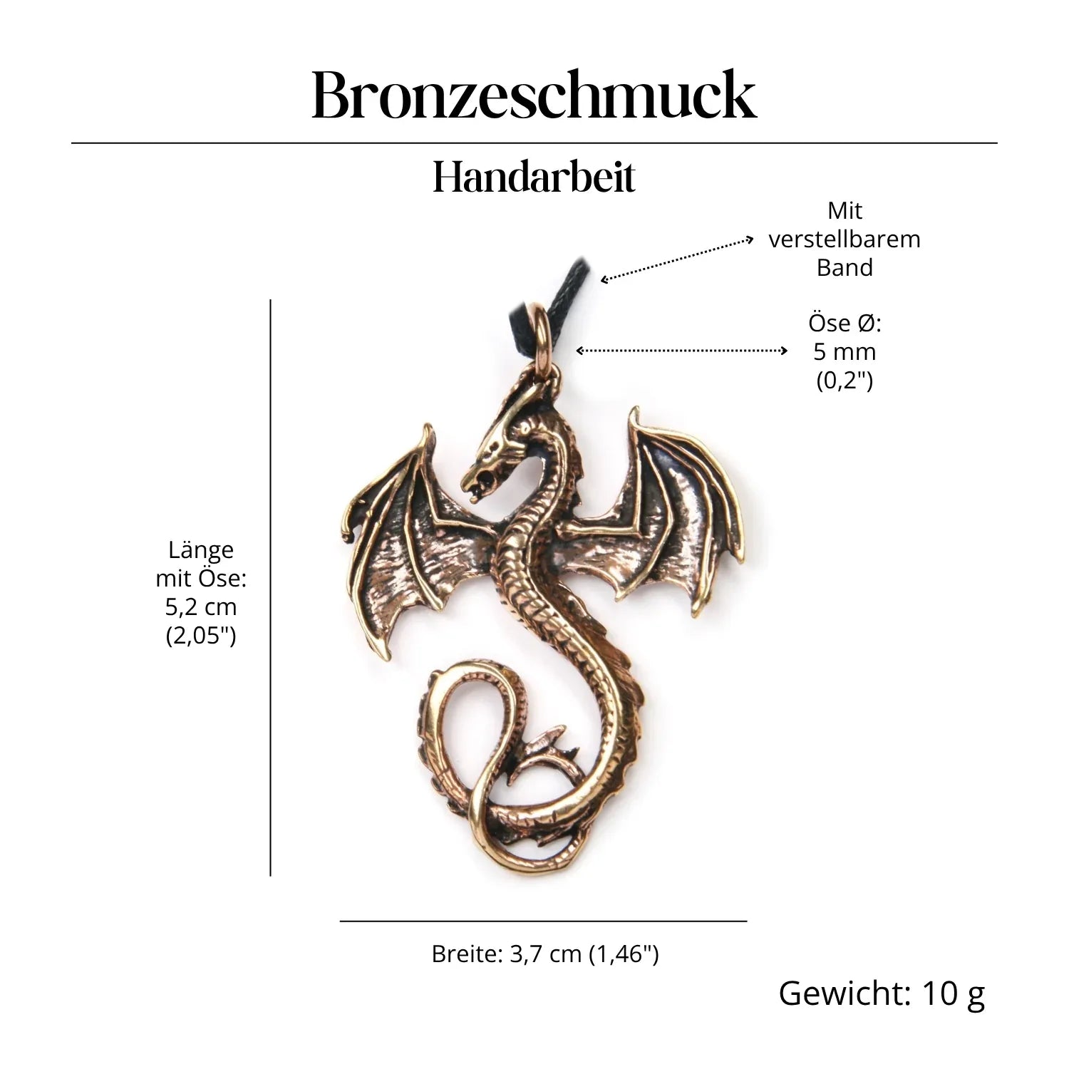 Dragon Bronze Pendant Jewelry Necklace Silver Dragon
