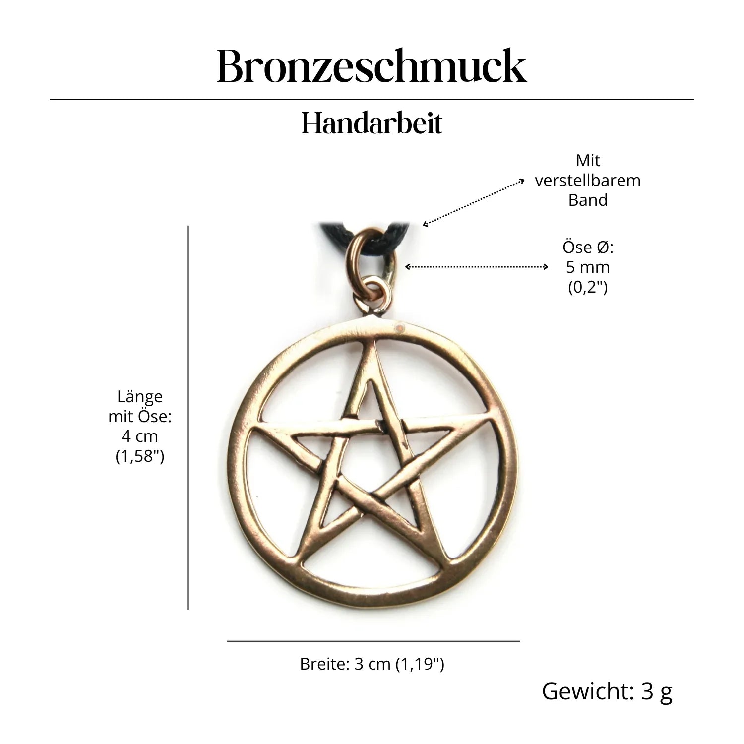 Pentagramm Anhänger Wicca Schmuck Bronze