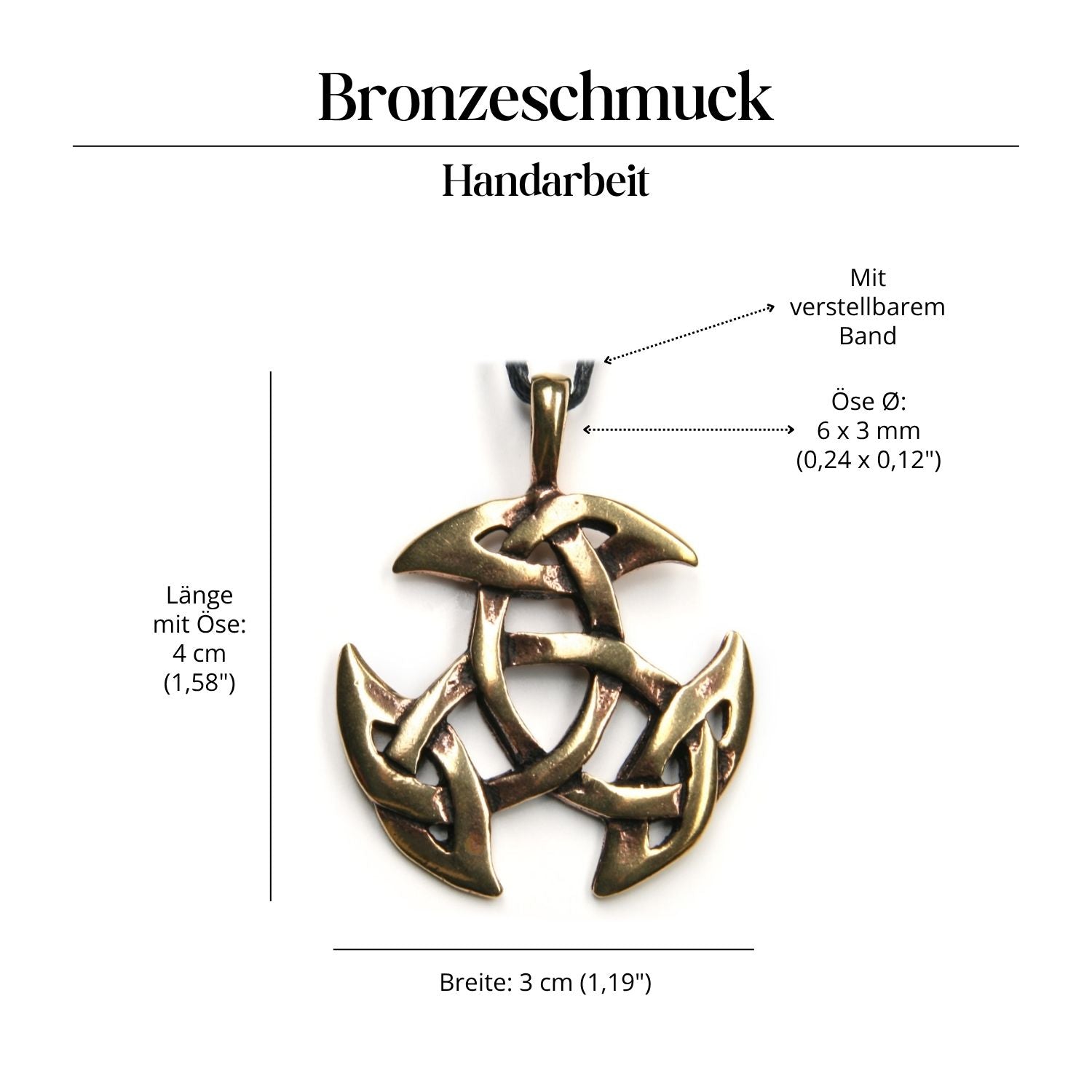 Celtic Pendant Open Trinity Bronze Medieval Jewelry