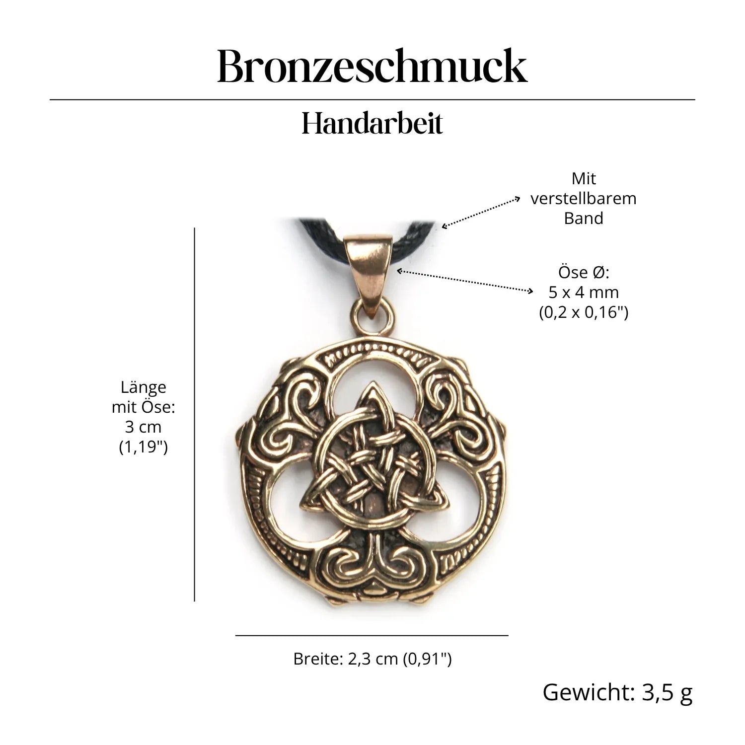 Celtic Necklace Jewelry Tri Shield Bronze Pendant