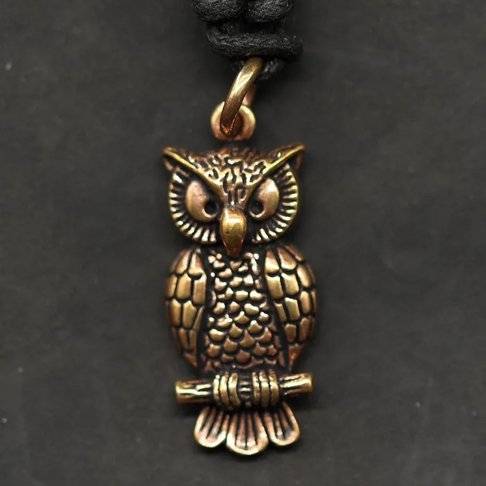Eulen Schmuck Kette Anhänger Bronze Mittelalter