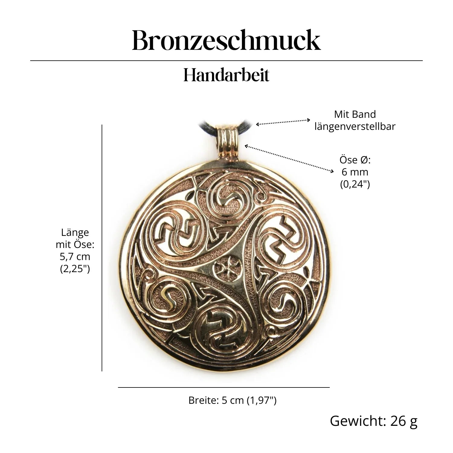 Triskelion riesig Schmuck Anhänger Bronze