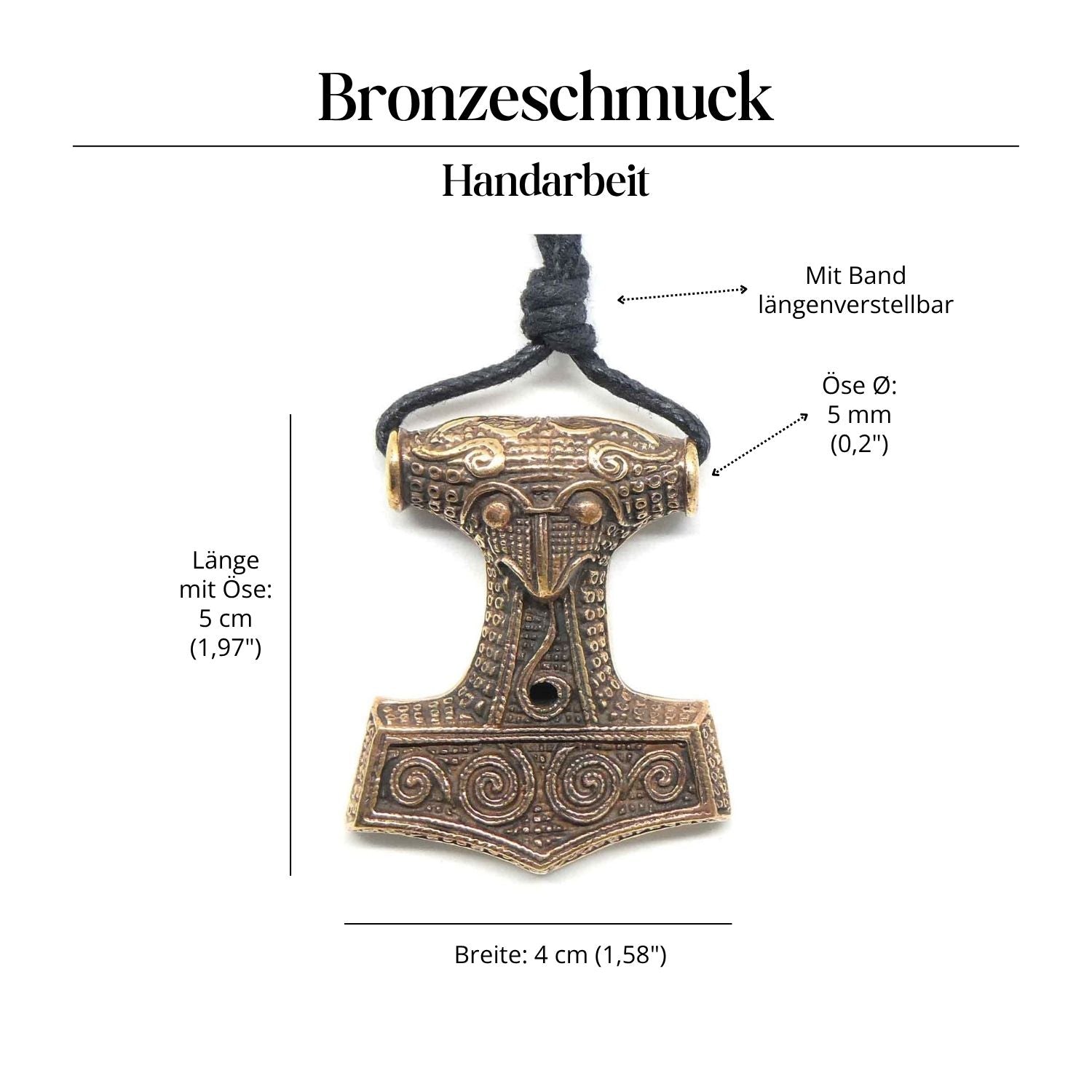 Thor Hammer Schmuck Bronze Anhänger