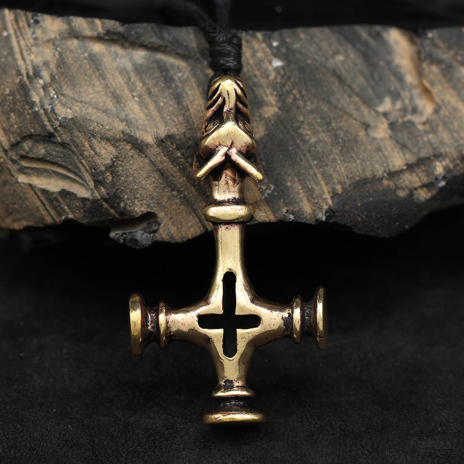 Wolfskreuz 5,5 cm Schmuck Bronze Kettenanhänger