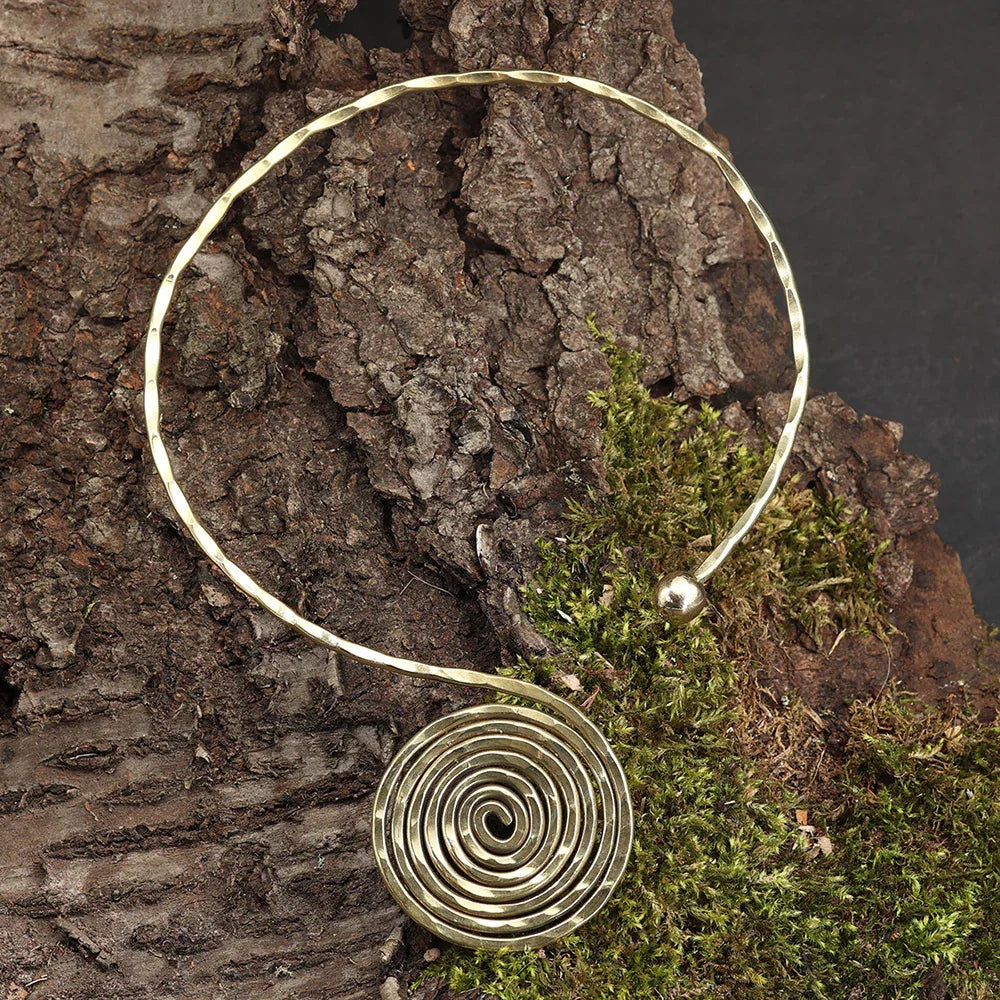 Messing Spirale Collier Halsreif Design Schmuck