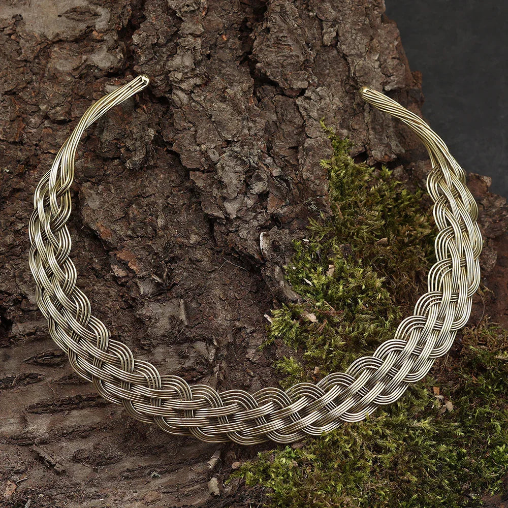 Messing Halsreif geflochten Collier Halsschmuck Halskette
