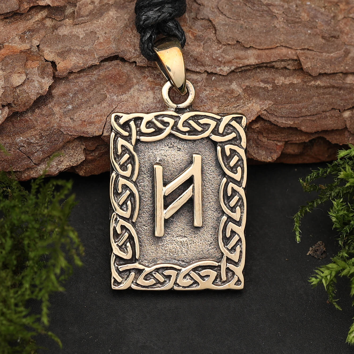 Rune Bronze Jewelry hagalaz Pendant Elder Futhark