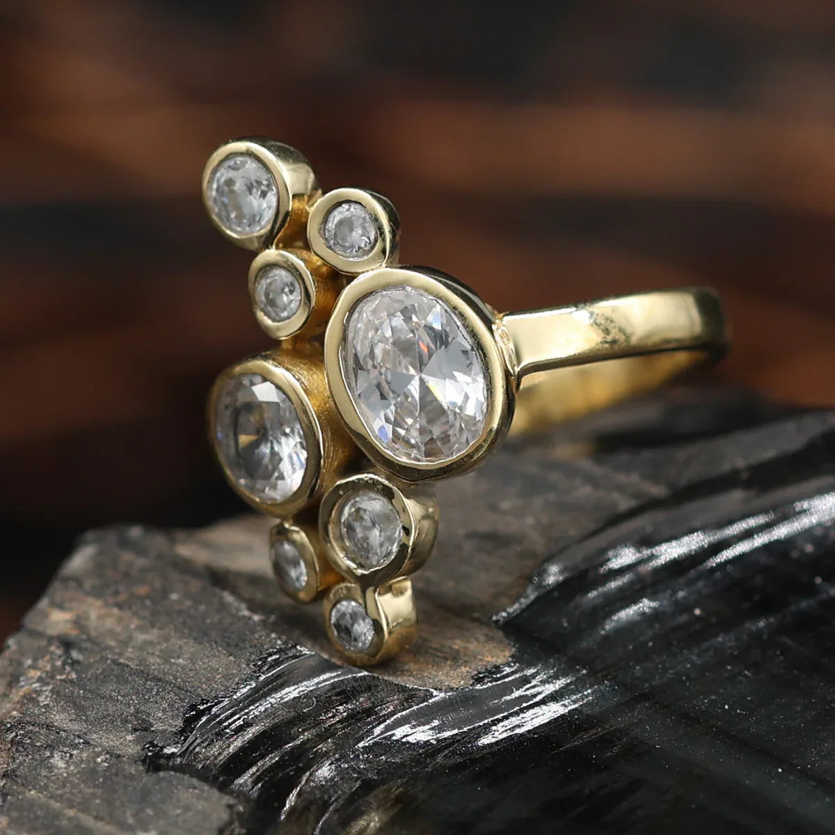 Kristall Zirkonia eleganter Messing Ring Zeitlos Schmuck Design