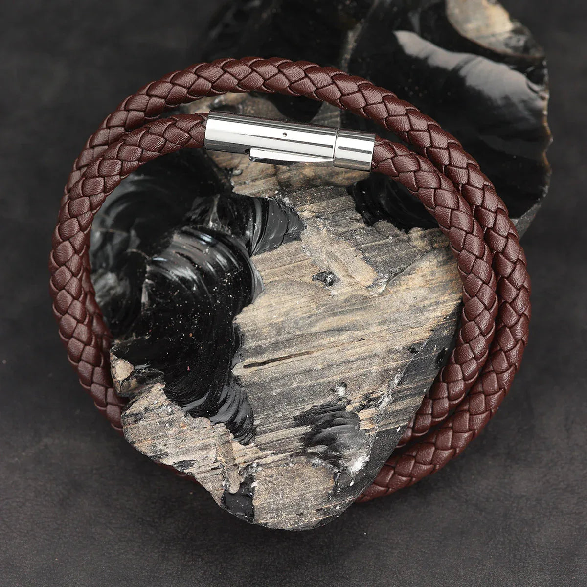 Geflochtenes Leder Armband braun Armschmuck