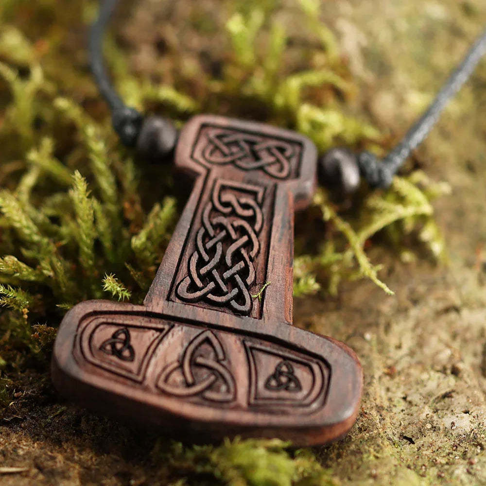 Wikinger schmuck Thorshammer Anhänger Holz