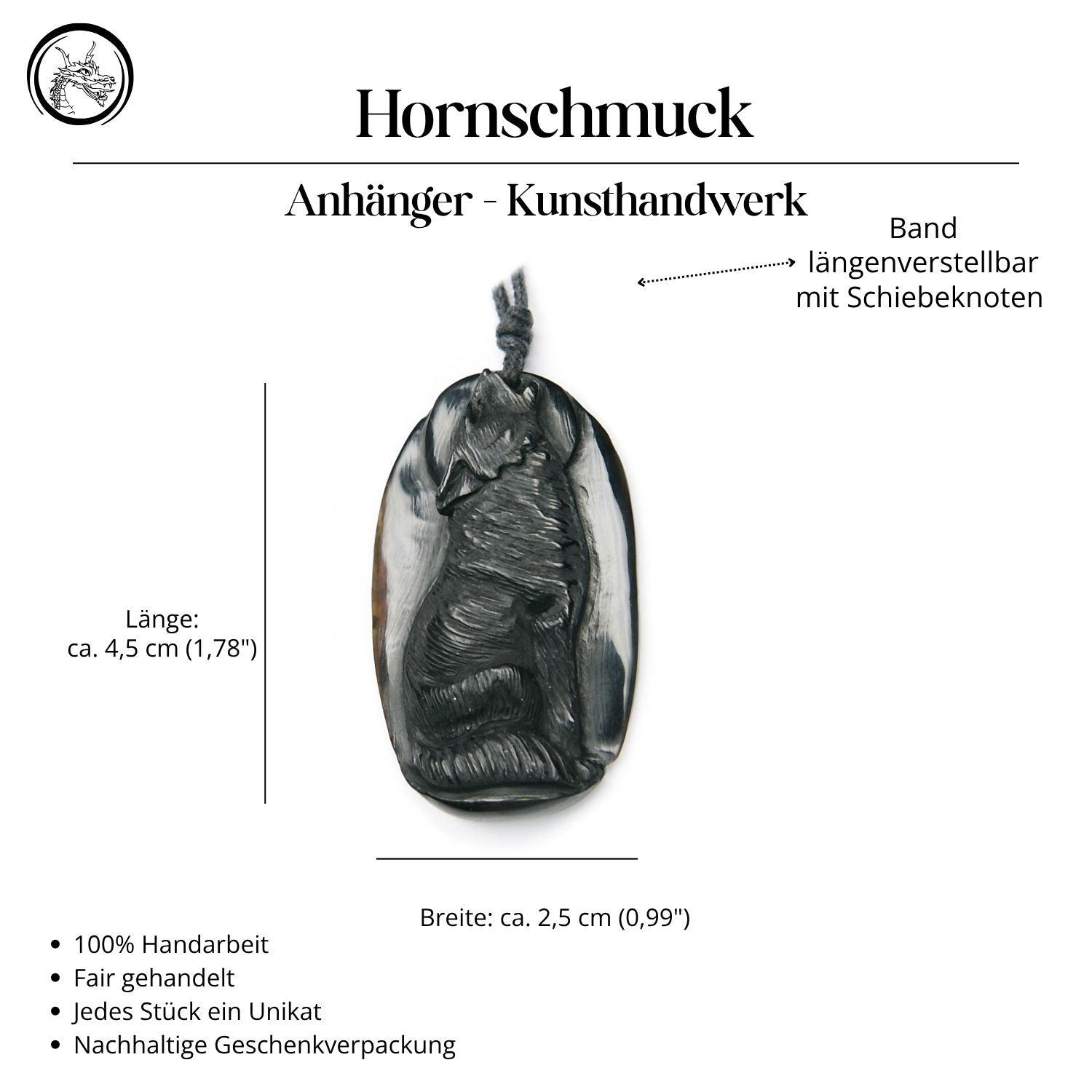 Wolf Halskette Horn Handarbeit Kunst Handwerk