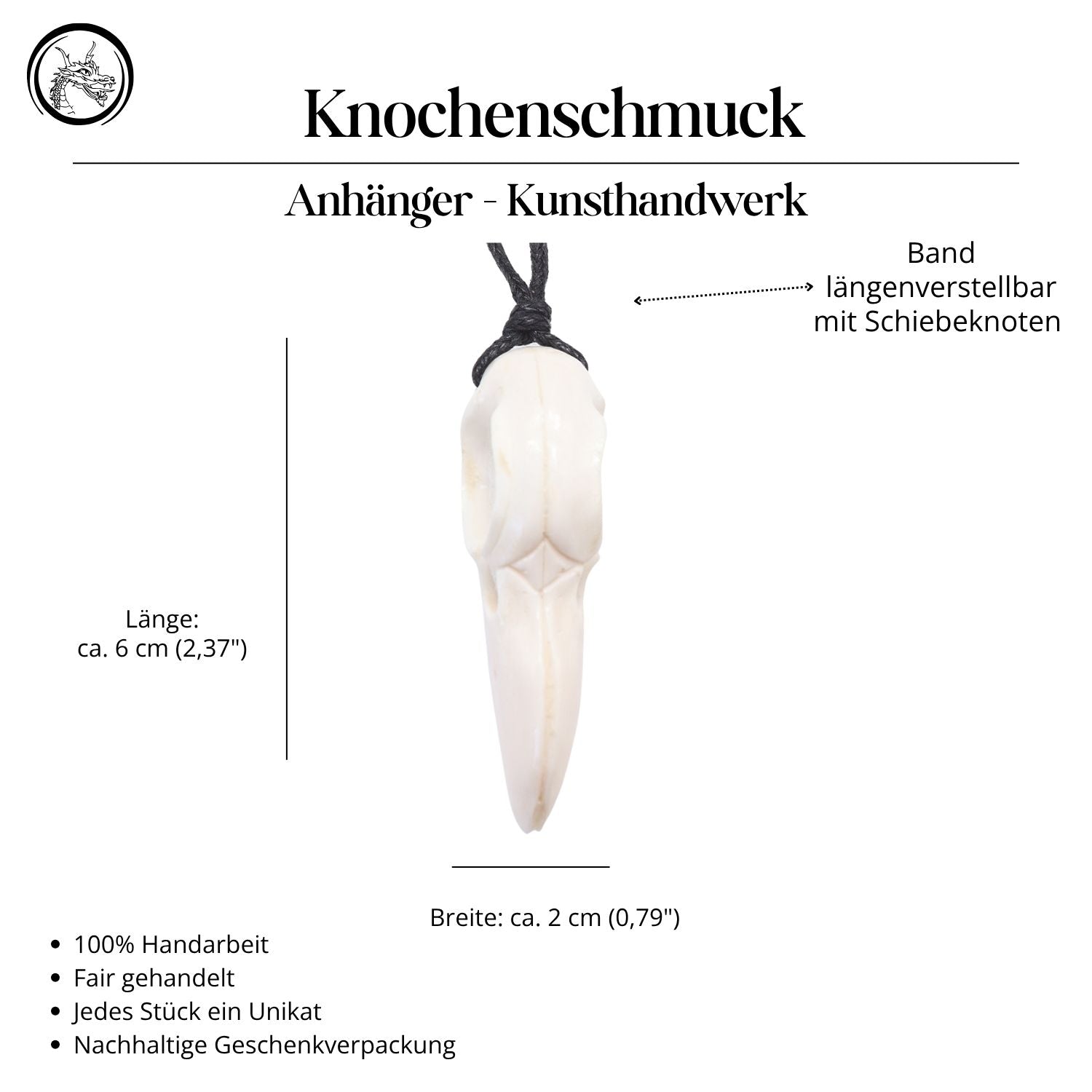 Schmuck Rabe Schädel Knochen Kette