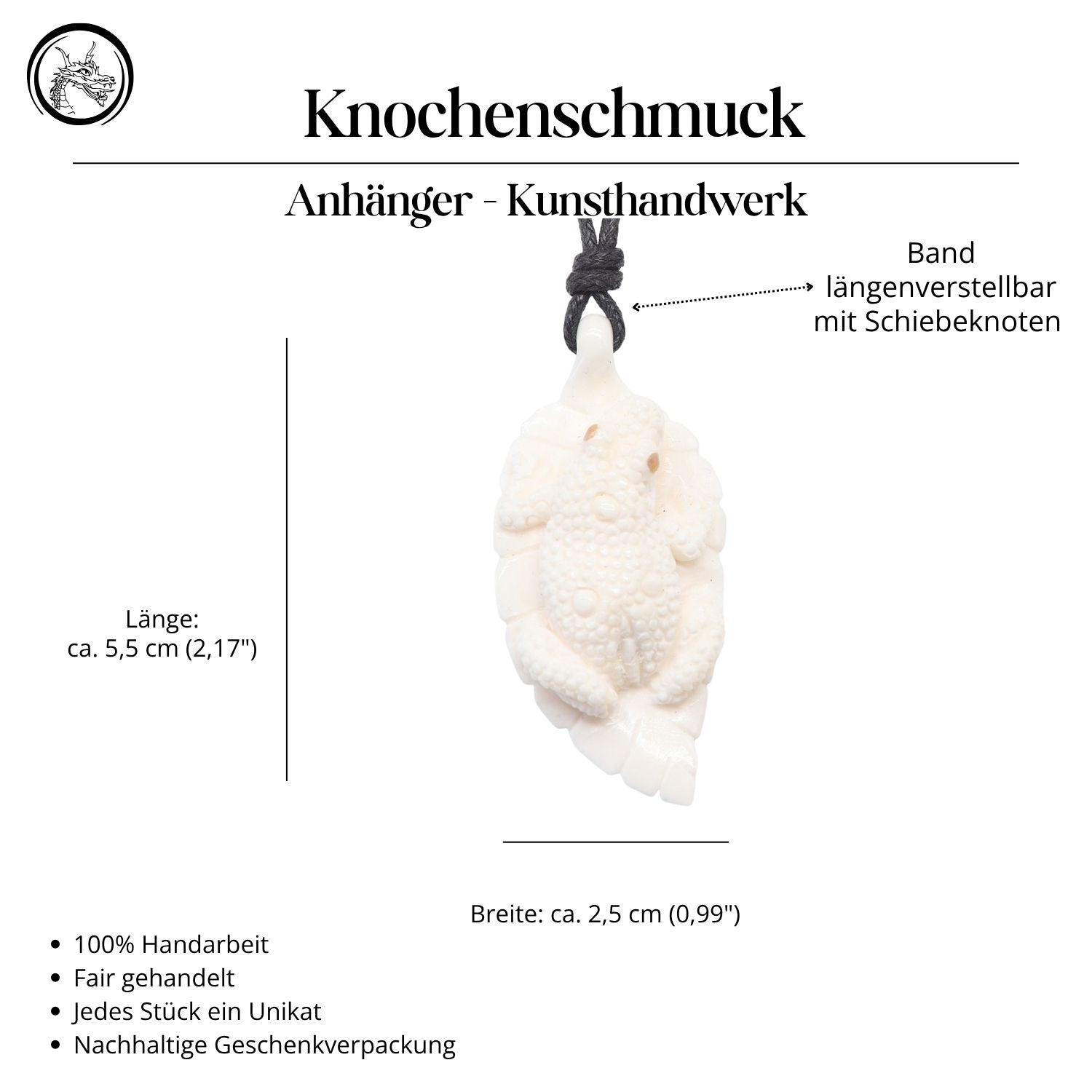 Frosch auf Blatt Schmuck Anhänger Knochen geschnitzt