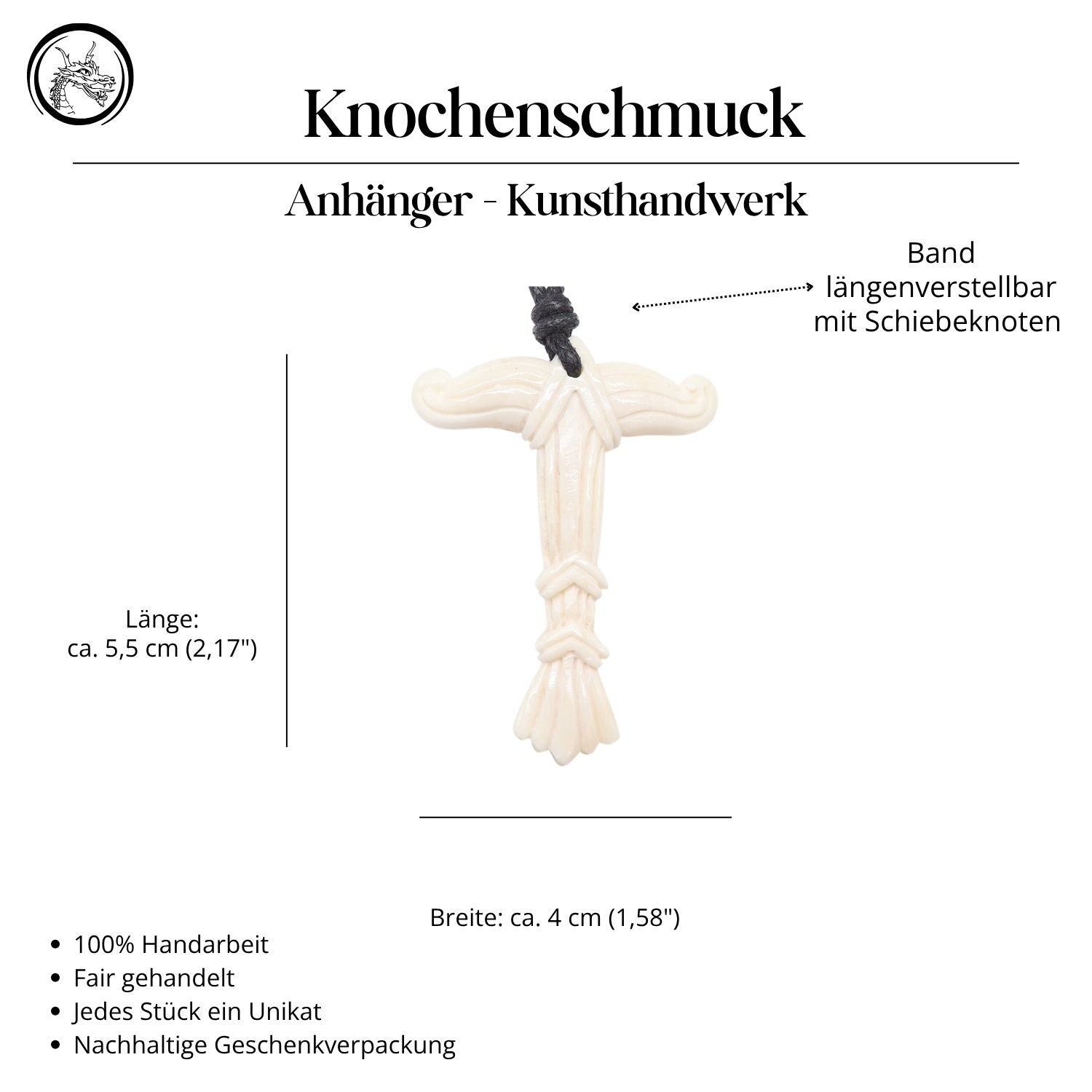 Irminsul Knochen Schmuck Kettenanhänger 5,5cm
