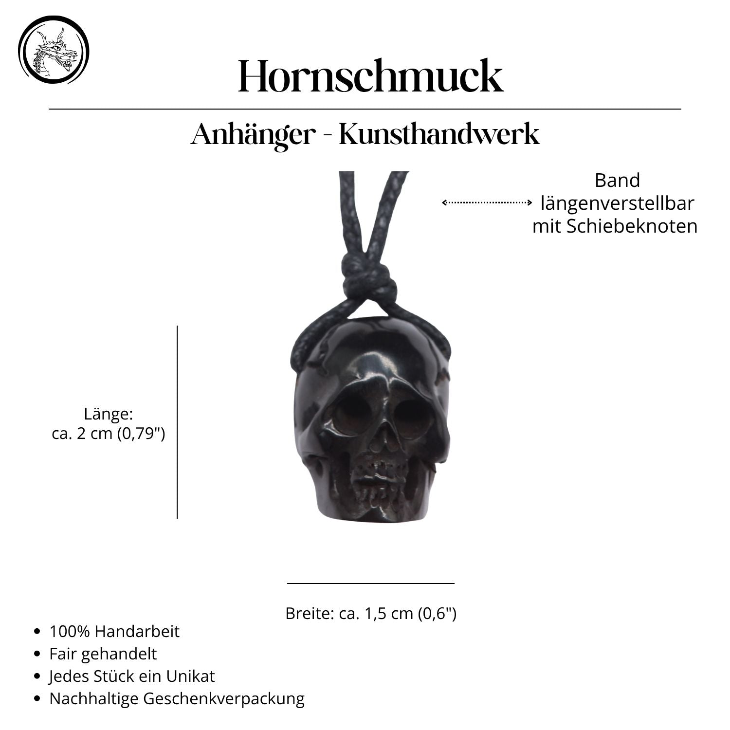 Totenkopf Horn Schmuck Anhänger