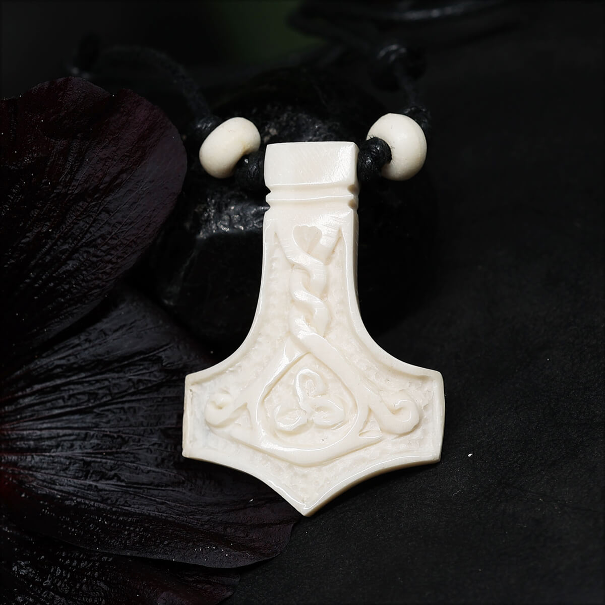 Thor's hammer jewelry pendant necklace bone