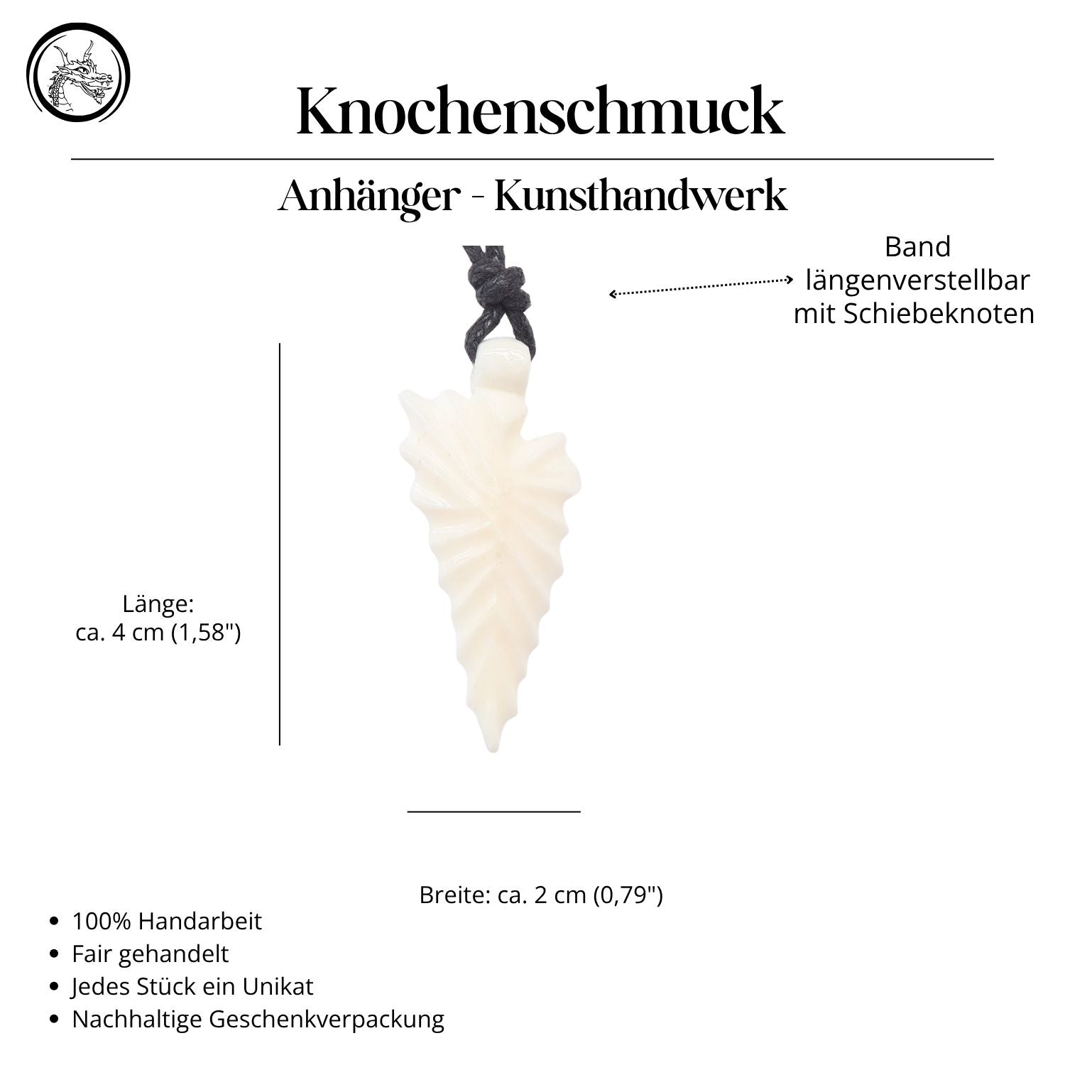 Pfeilspitze Kette Schmuck aus Knochen Anhänger