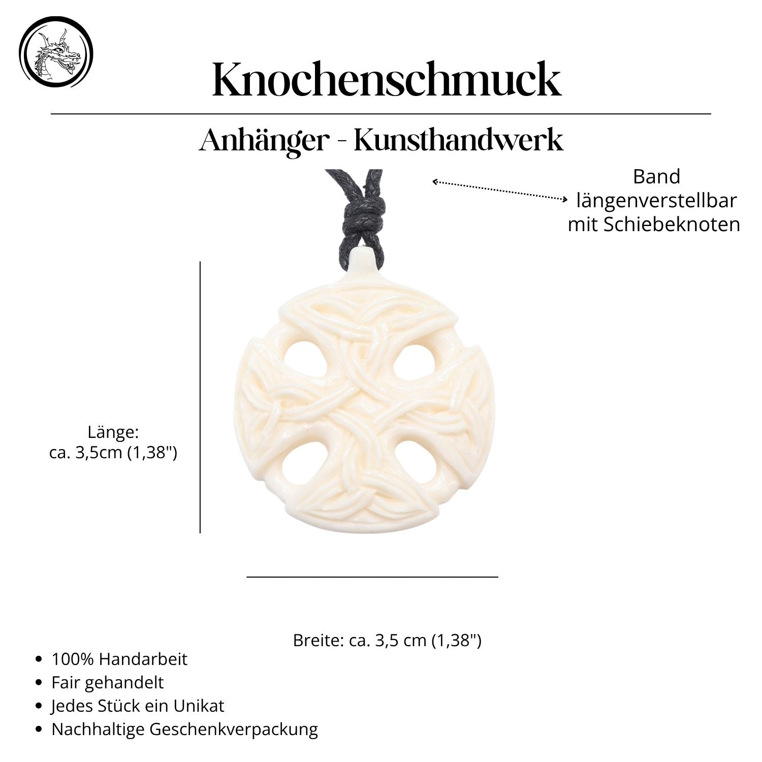 Keltisches Kreuz Knochen Schmuck Anhänger Kette