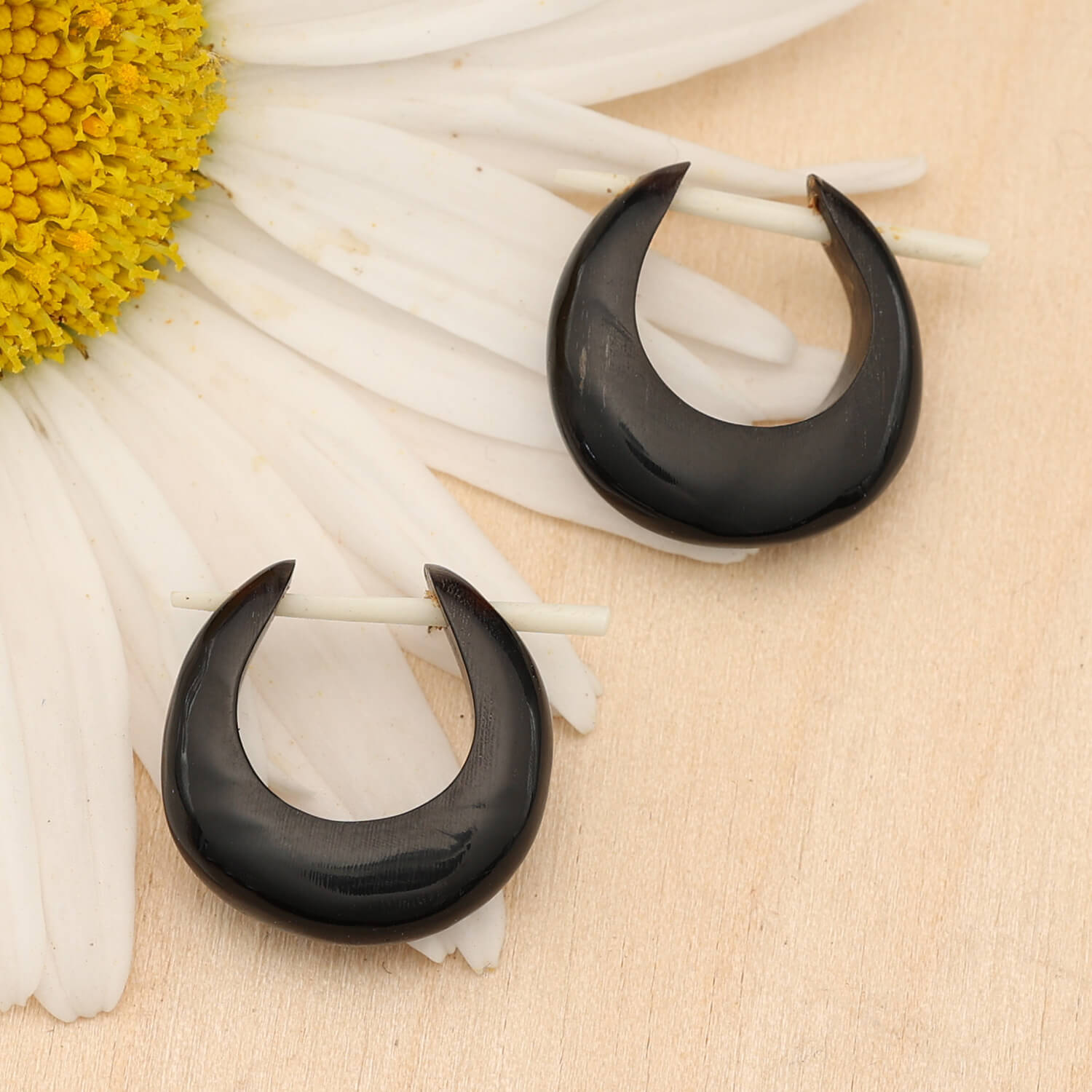 Horncreole mit Knochen Verschluss Ohrschmuck (Paar)