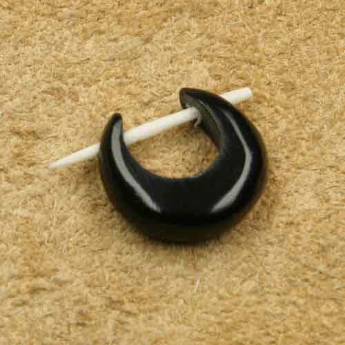 Horn hoop earring with bone clasp, ear jewelry