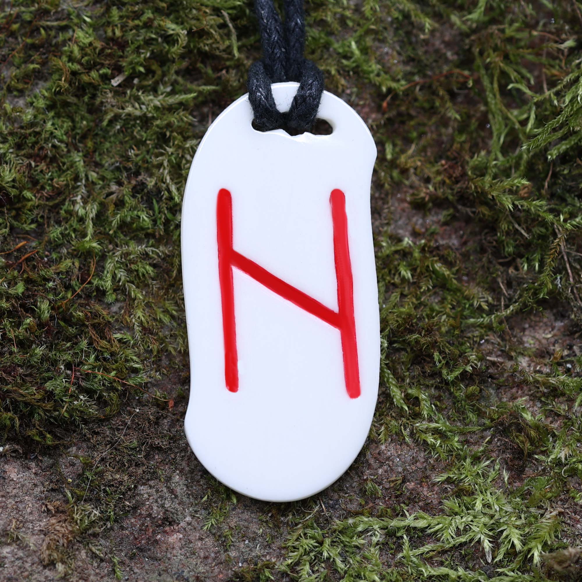 Hagalaz Rune Handarbeit Kette Schutzamulett magische Zeichen