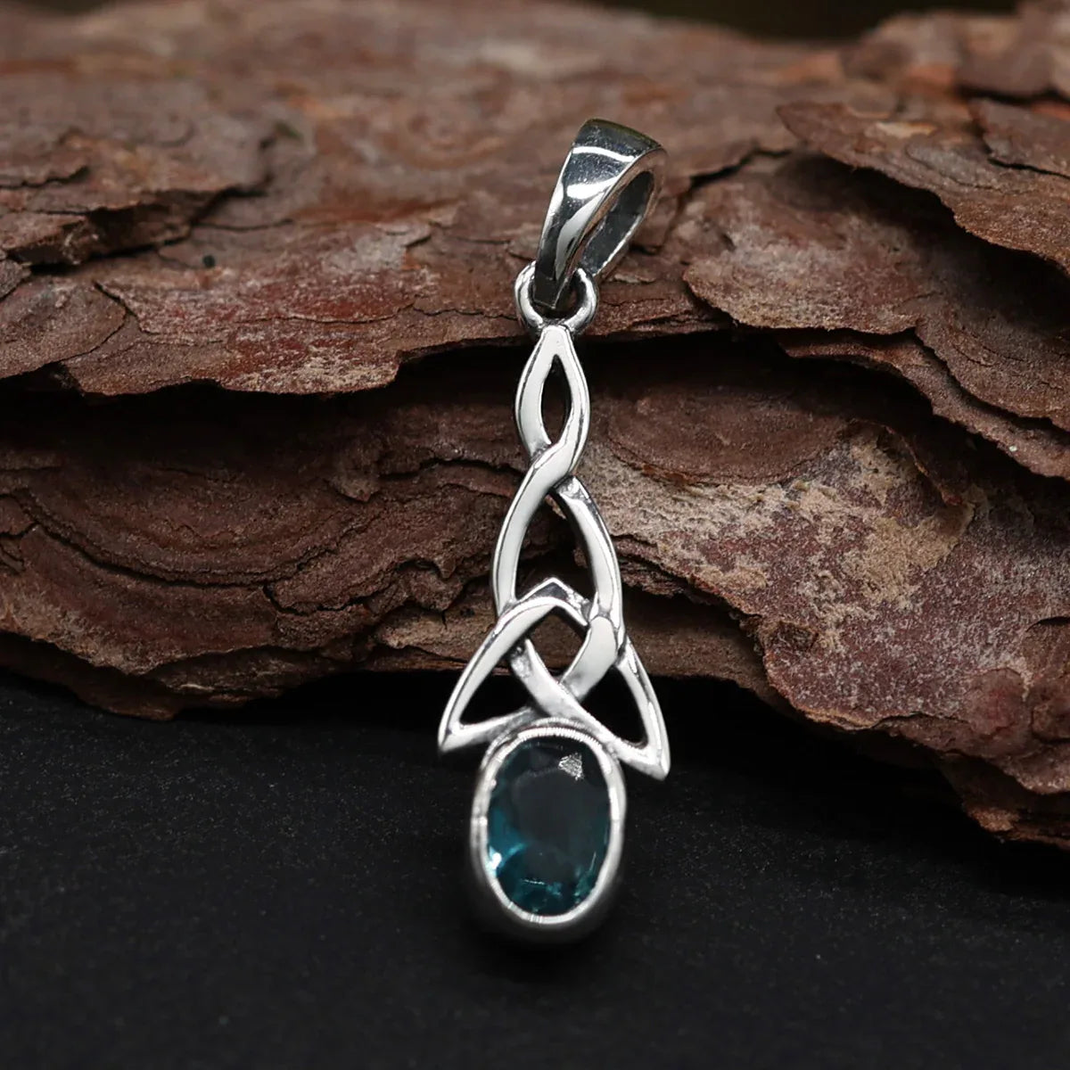 Zirkonia blau Anhänger Silberschmuck Halskette 925 Kettenanhänger