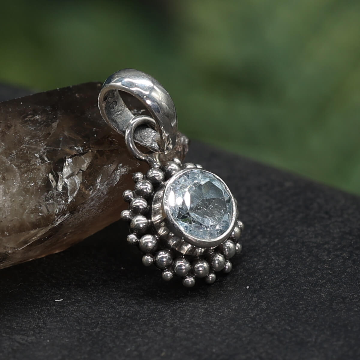 Blue Topaz Gemstone Pendant, 925 Sterling Silver