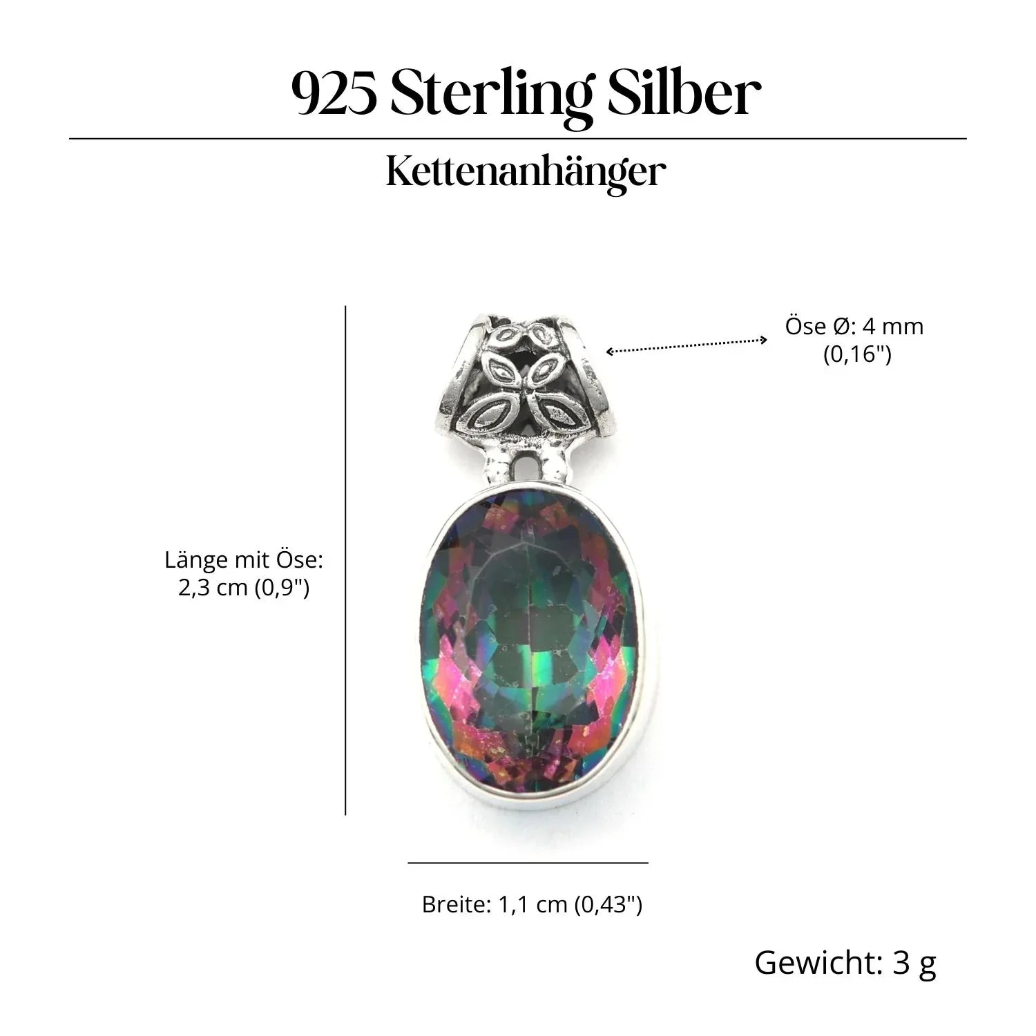 Magic Quarz Edelstein Anhänger Silber Steinschmuck 925 Sterlingsilber