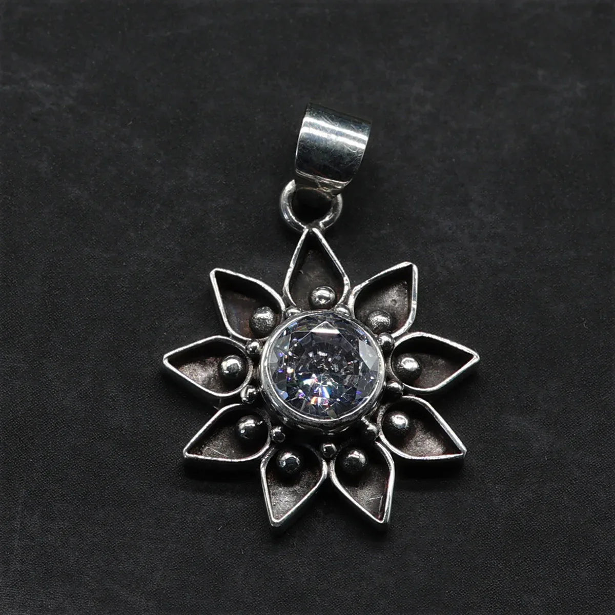 Silber Kettenanhänger Kristall Sonne Silberschmuck Anhänger
