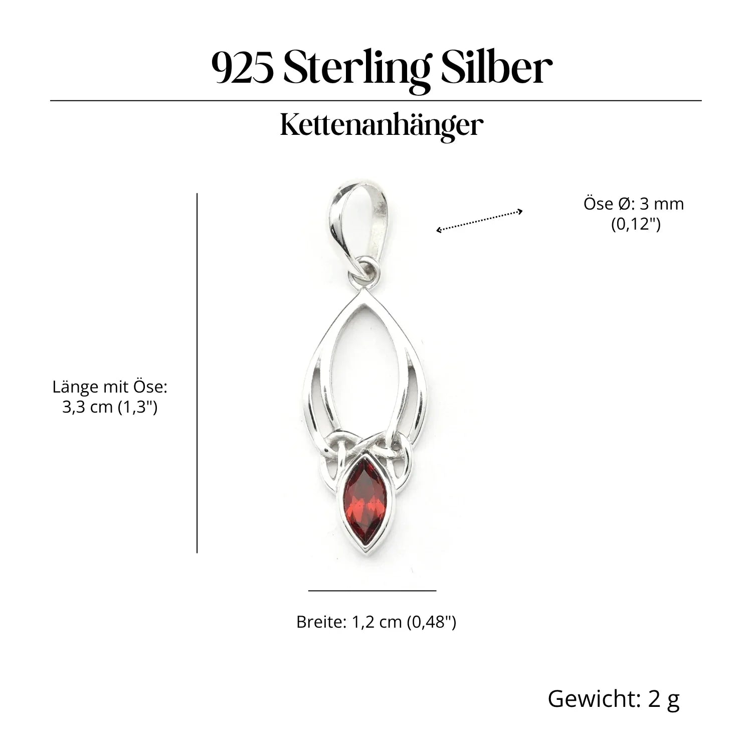 Granat keltisch Edelstein Anhänger Silber Steinschmuck 925 Sterlingsilber