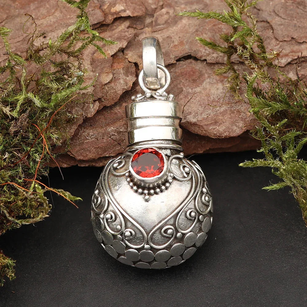 Flacon Edelstein Anhänger Silber Granat Steinschmuck Kettenanhänger