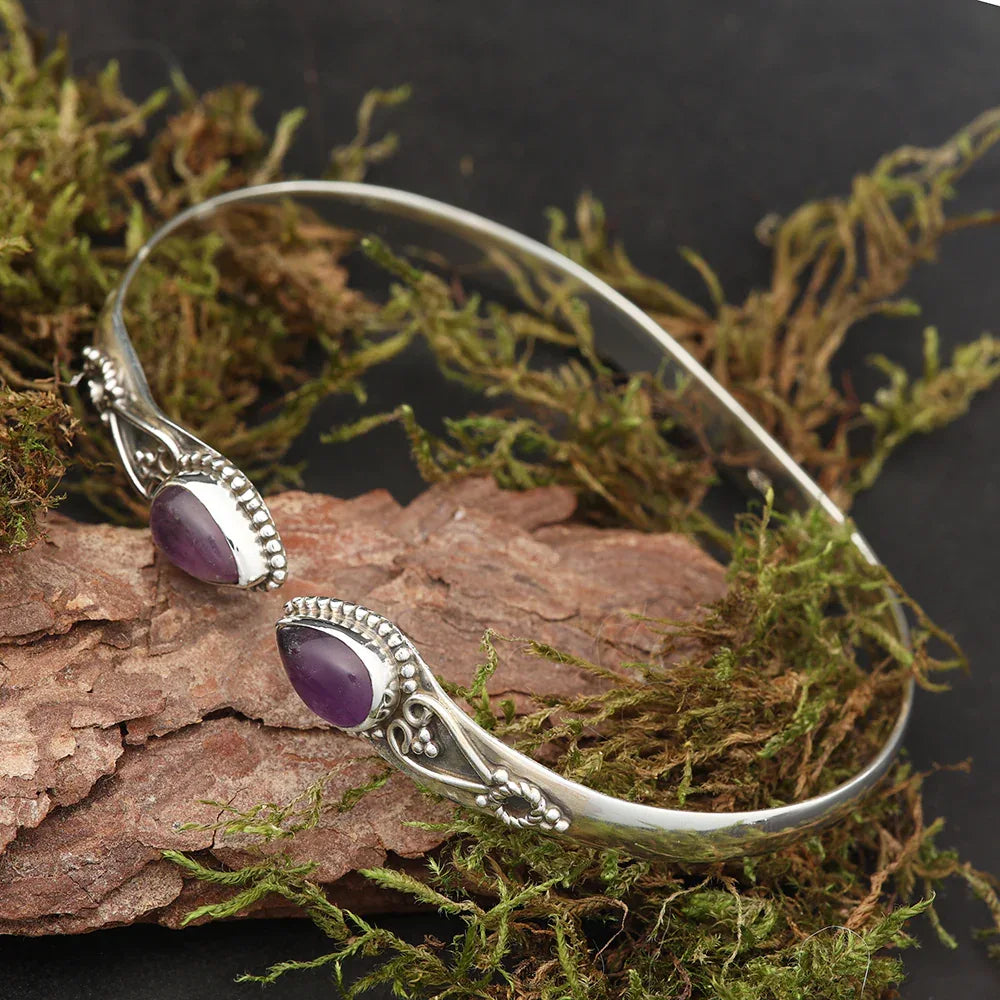 Amethyst Edelstein Armreif Silber Armschmuck Steinschmuck