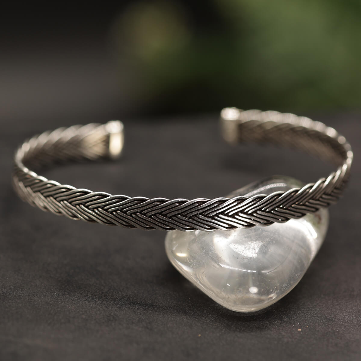 Narrow braided bangle, 925 sterling silver