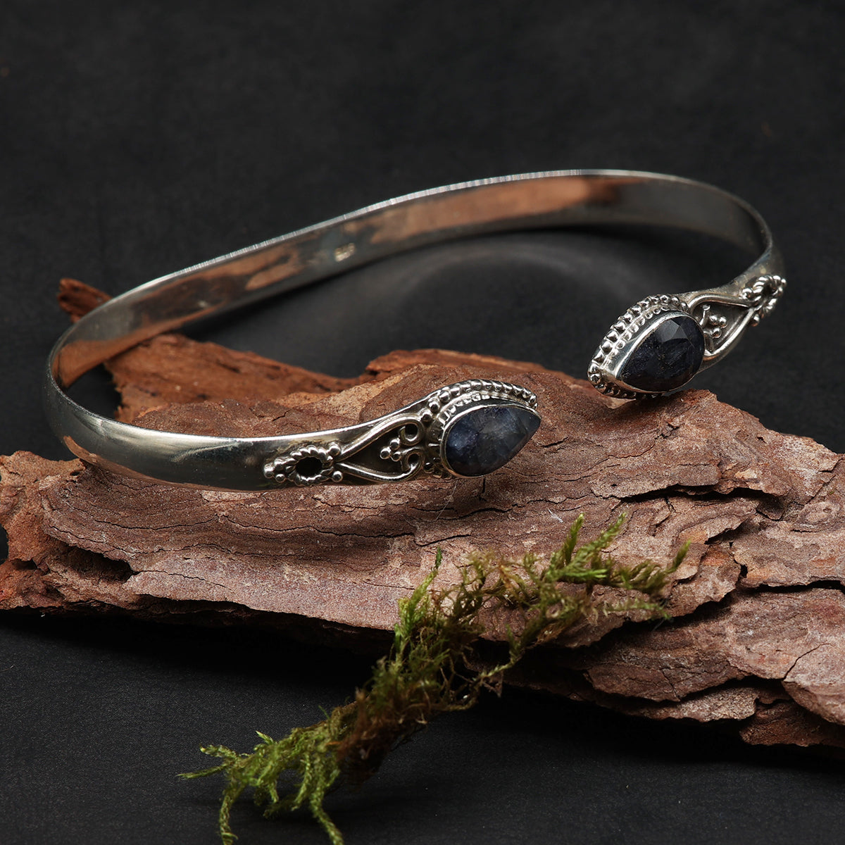 Saphir Armreif 925 Silber Armschmuck Edelstein Steinschmuck