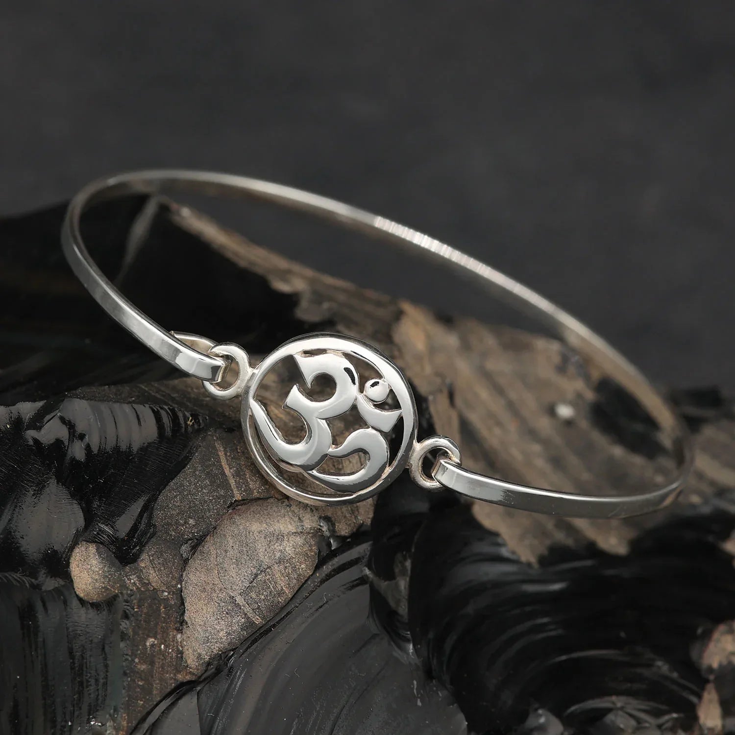 Om women's arm cuff, 925 silver bangle