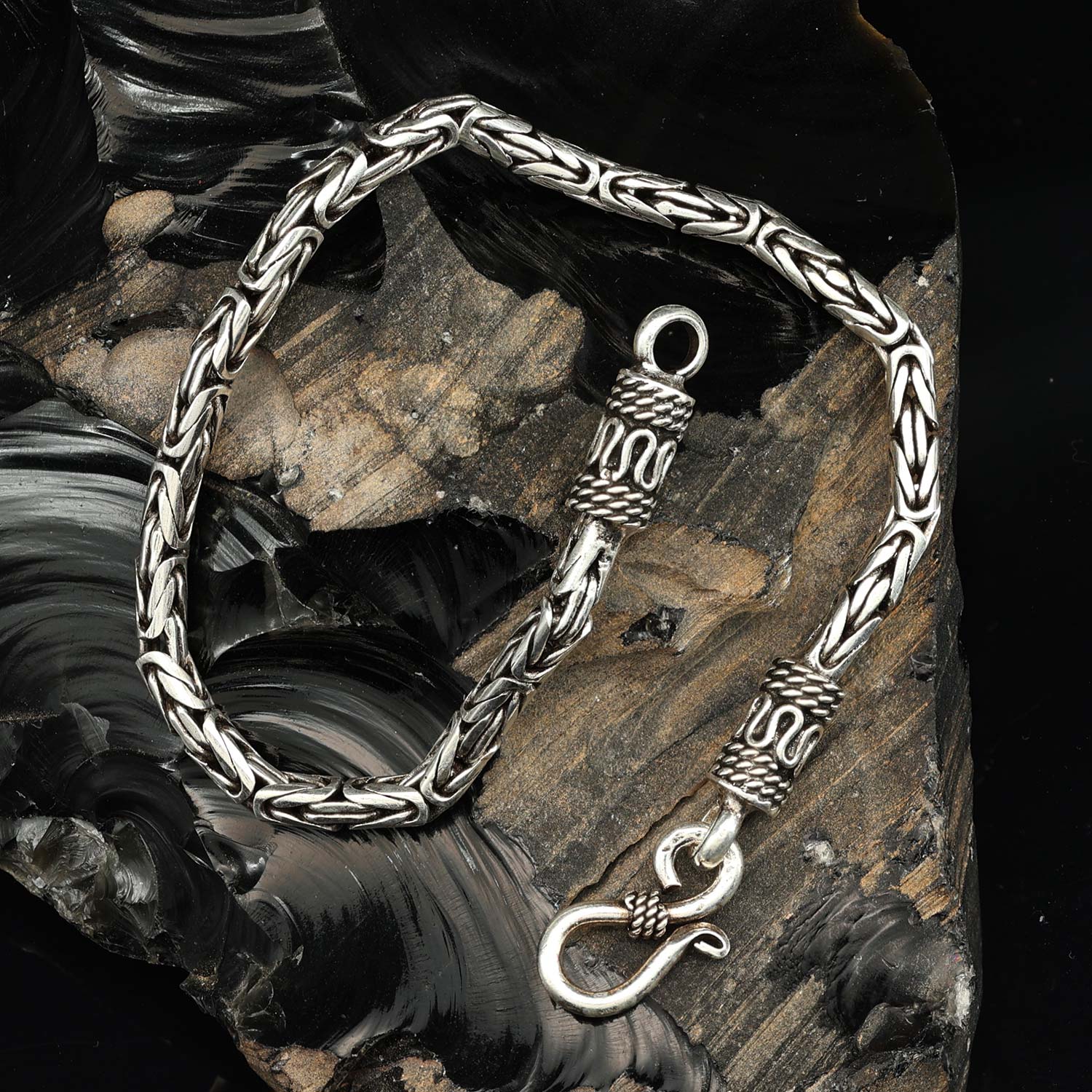 King's chain bracelet, 3mm, 925 silver, hand-forged