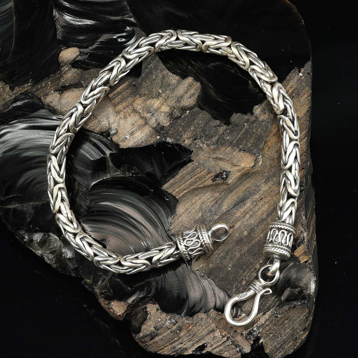 King's chain 4mm bracelet, silver, handmade, 925 silver