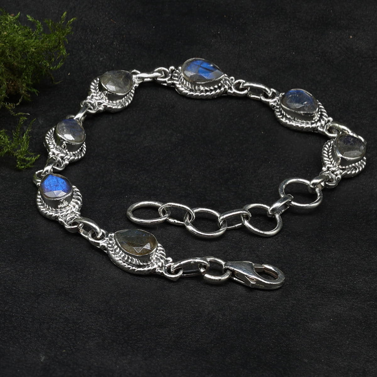 Edelstein Armschmuck 925 Silber Damen Labradorit