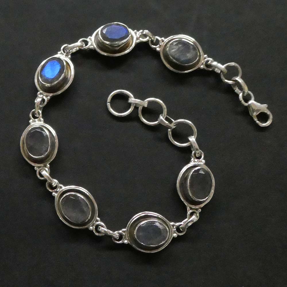Labradorit Armschmuck Damen Facettenschliff 925 Silber exklusiv