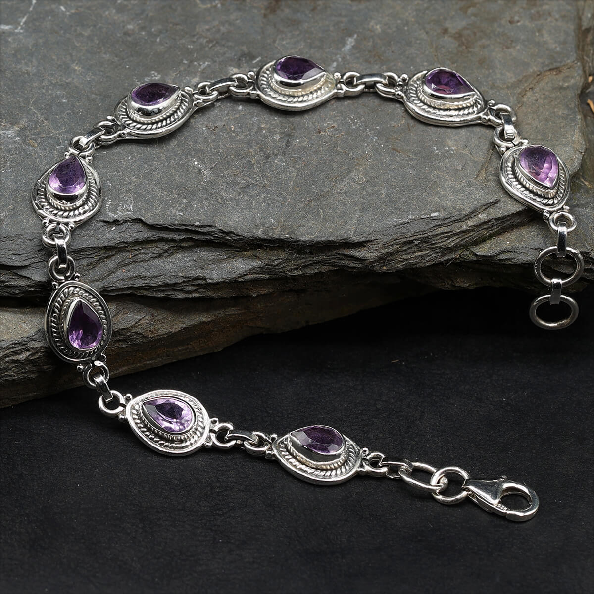 Amethyst Armschmuck Edelstein 925 Silber Armband zeitloser Damen Schmuck
