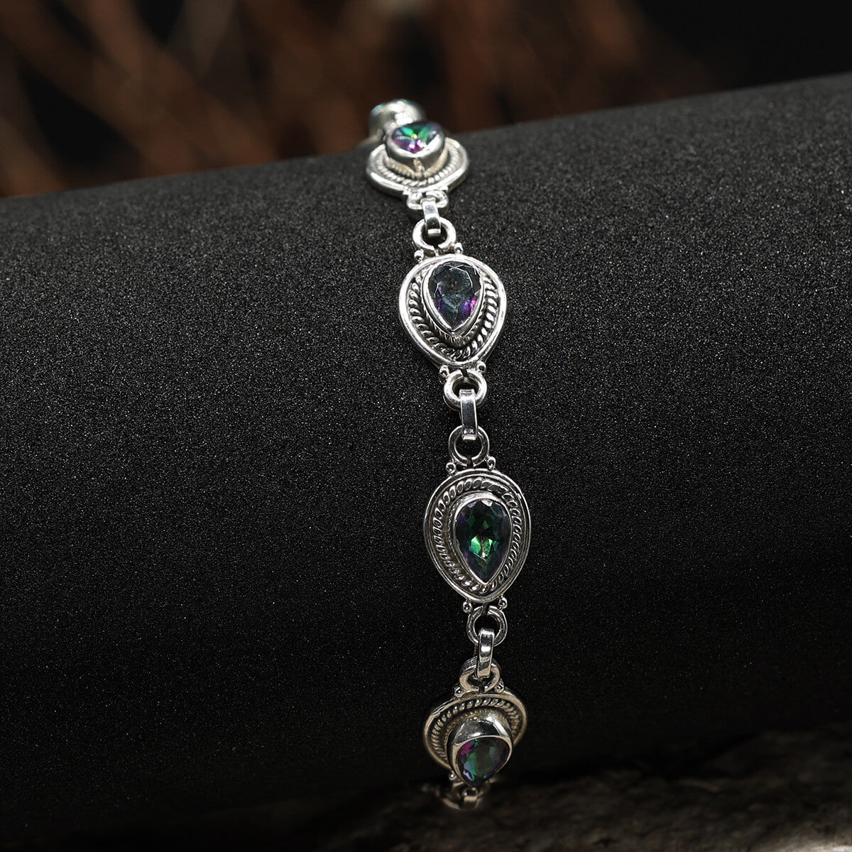Armband Silber Edelstein Mystik Quartz Armschmuck Damen 925 Silber