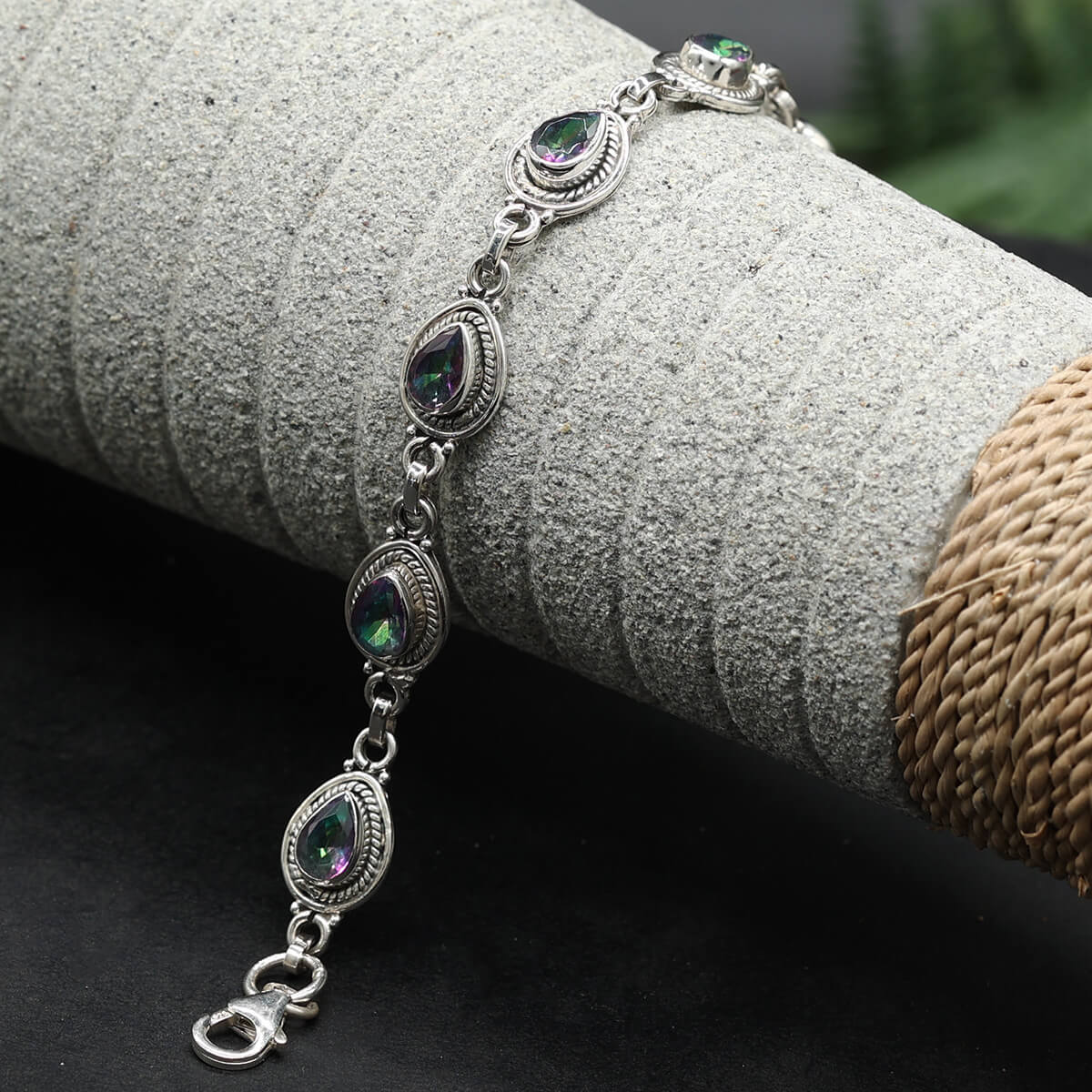 Armband Silber Edelstein Mystik Quartz Armschmuck Damen 925 Silber
