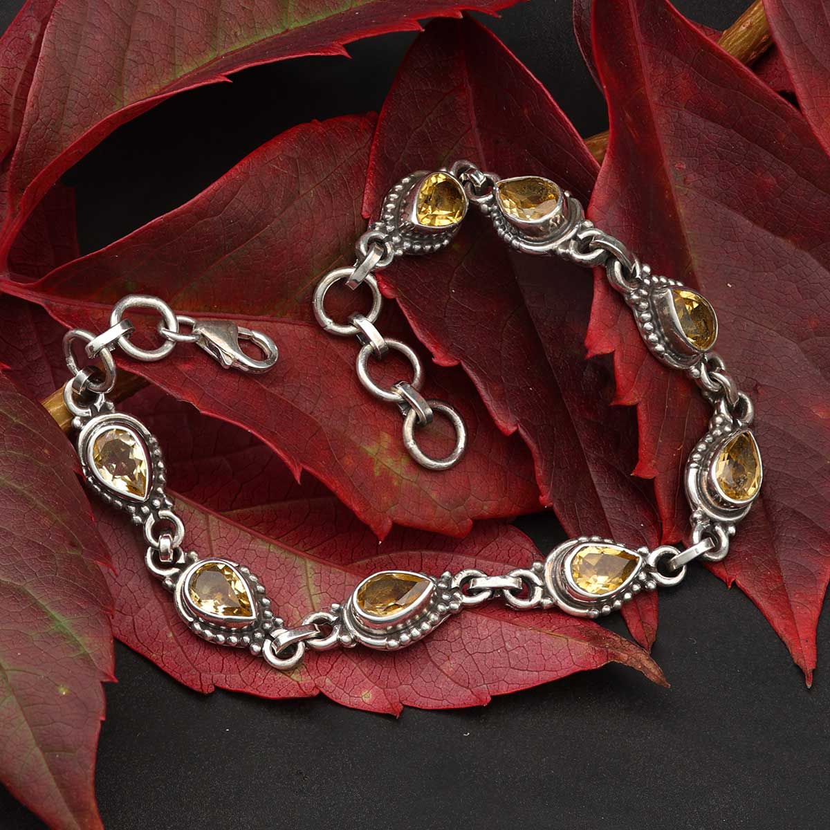 Bracelet 925 Silver Citrine Gemstone Faceted Jewelry Arm Jewelry