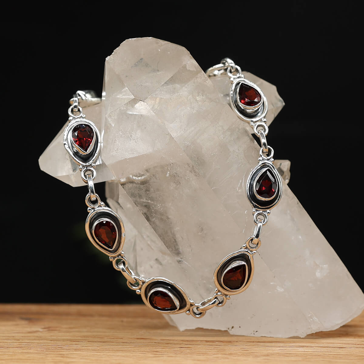 Granat Schmuck Silber Edelstein Armband