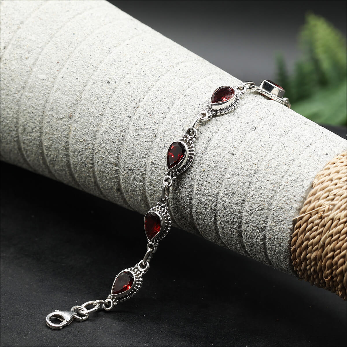 Granat Armband 925 Silber edler Armschmuck aus Sterlingsilber