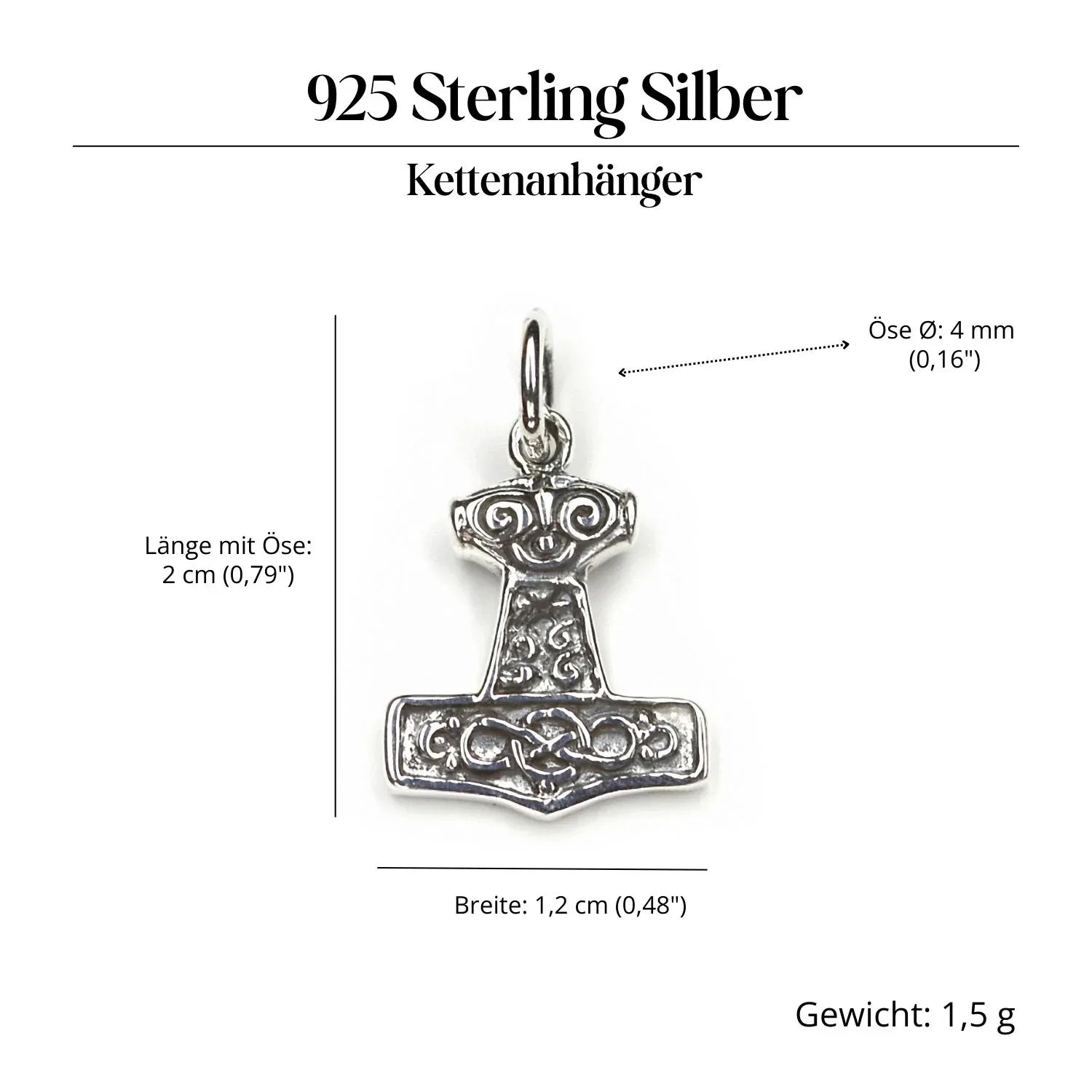 Mini Thorshammer feiner Silberschmuck Anhänger 925 Silber Amulett