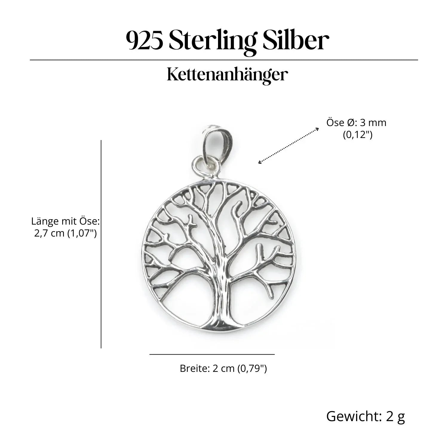 Baum Silberschmuck Anhänger 925 Silber Amulett