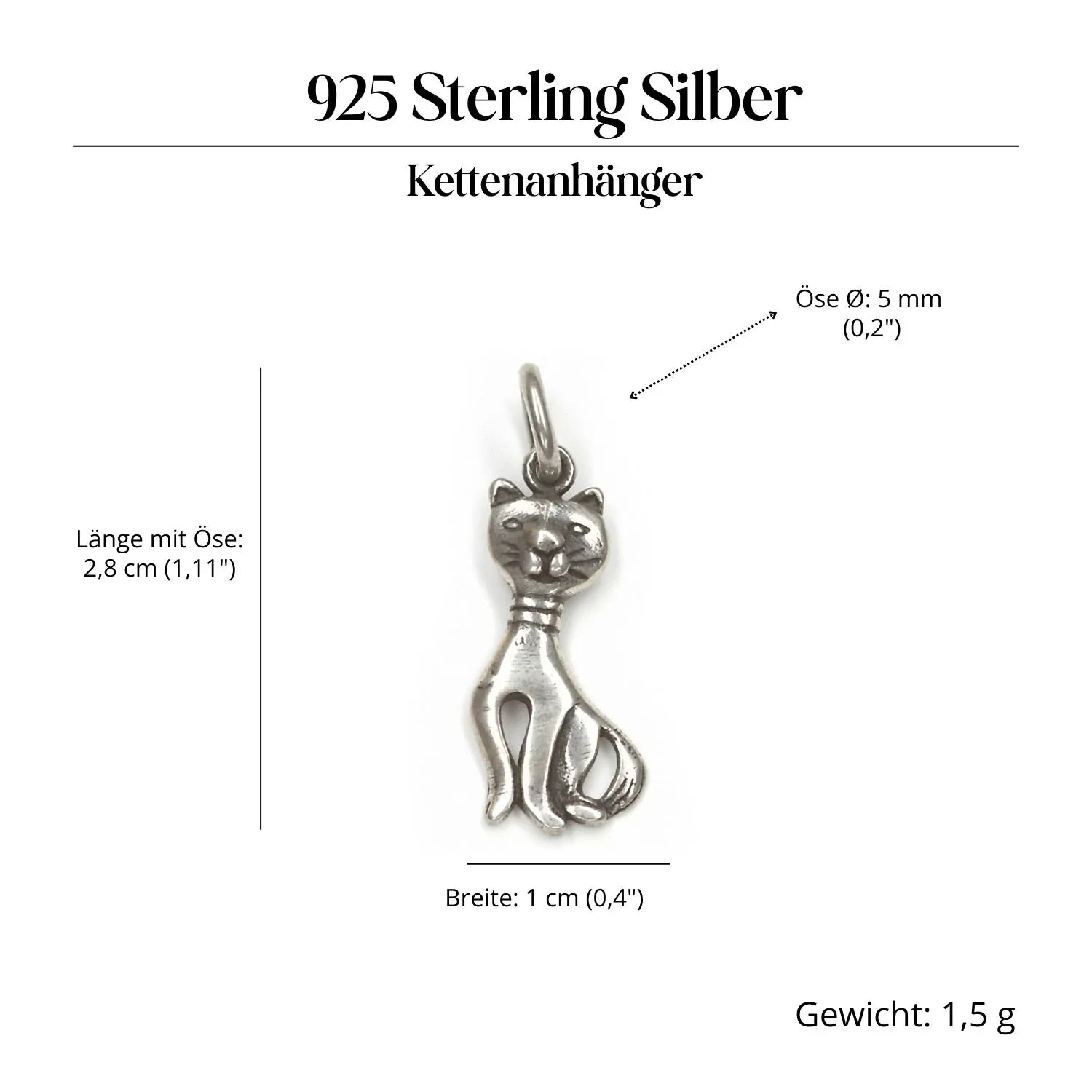 Katze Silberschmuck Anhänger 925 Silber Amulett